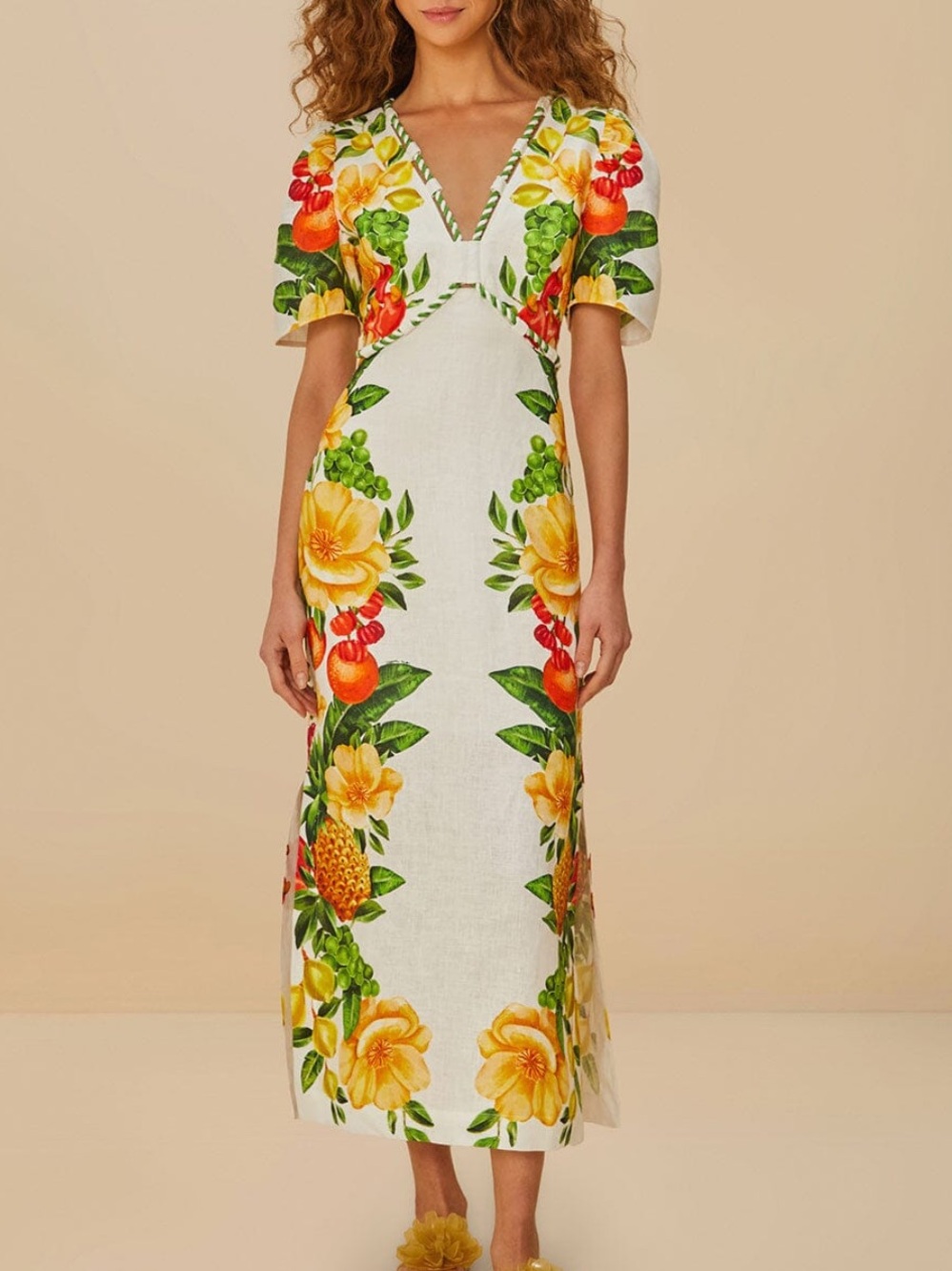 FARM Rio Off White Picnic Flowers Maxi Dress